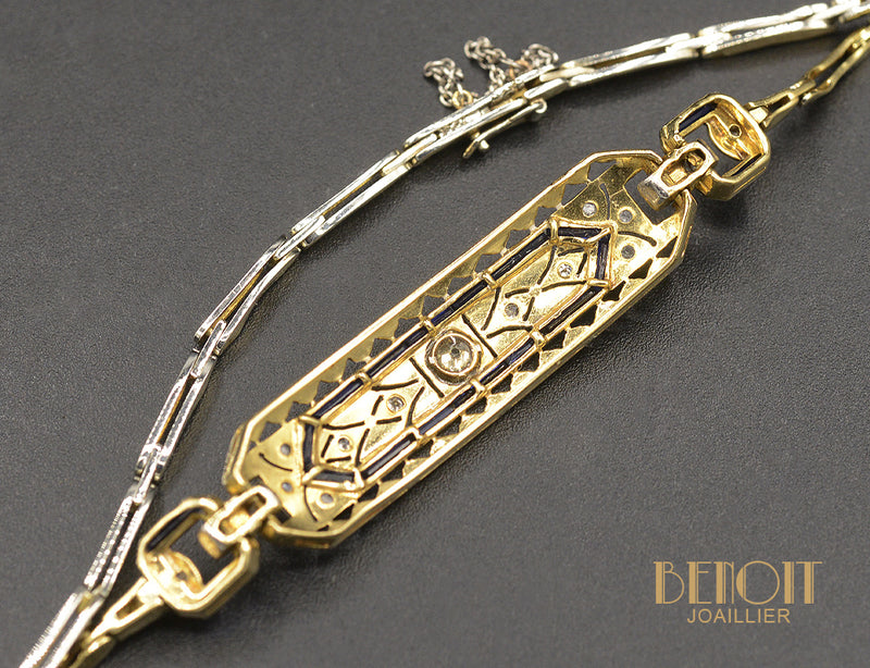 Bracelet Art Déco Saphirs et Diamants