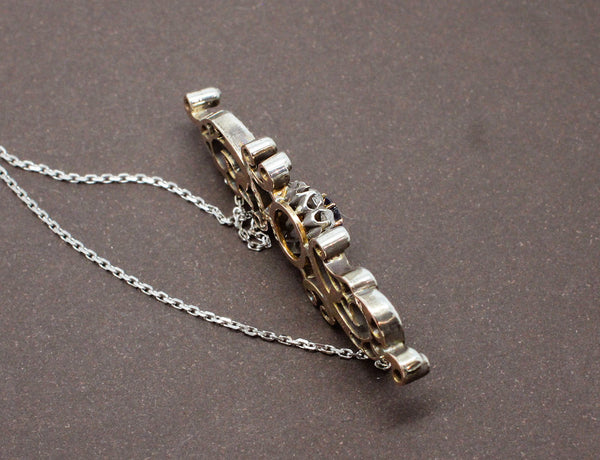Bracelet Nœud En Or 18k, Saphir Et Diamants - Bijou Ancien Du 19ème Siècle, état Excellent