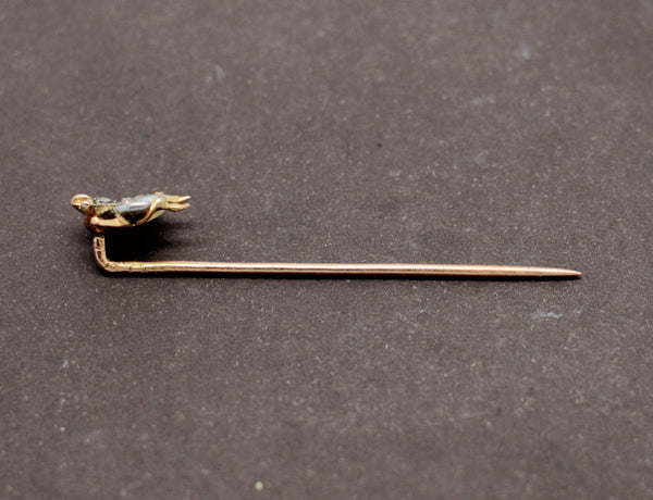 Épingle De Cravate Vintage Insecte Avec Strass - Argenté - Manque Une Pierce Sur Une Aile - Occasion