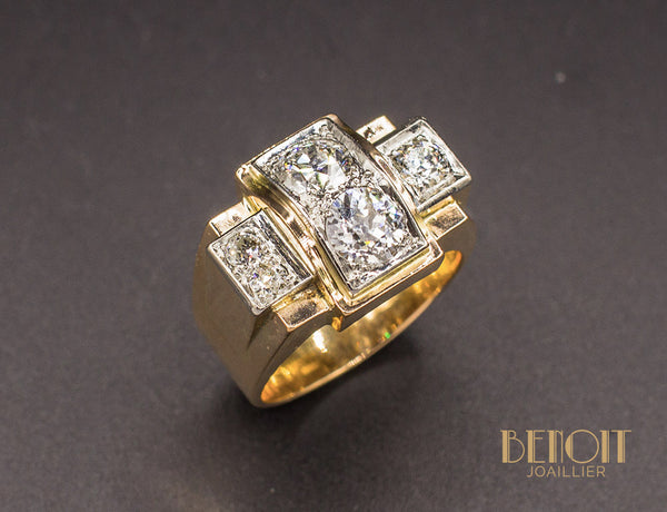 Bague Tank Or Jaune Diamants – Benoit Joaillier