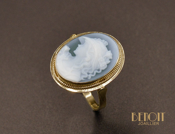 Bague Camée Agate Bleue – Benoit Joaillier