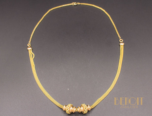 Collier Vintage ORANIUM PARIS Années 1950 - Or & Émail Rose - Magnifique Et Unique
