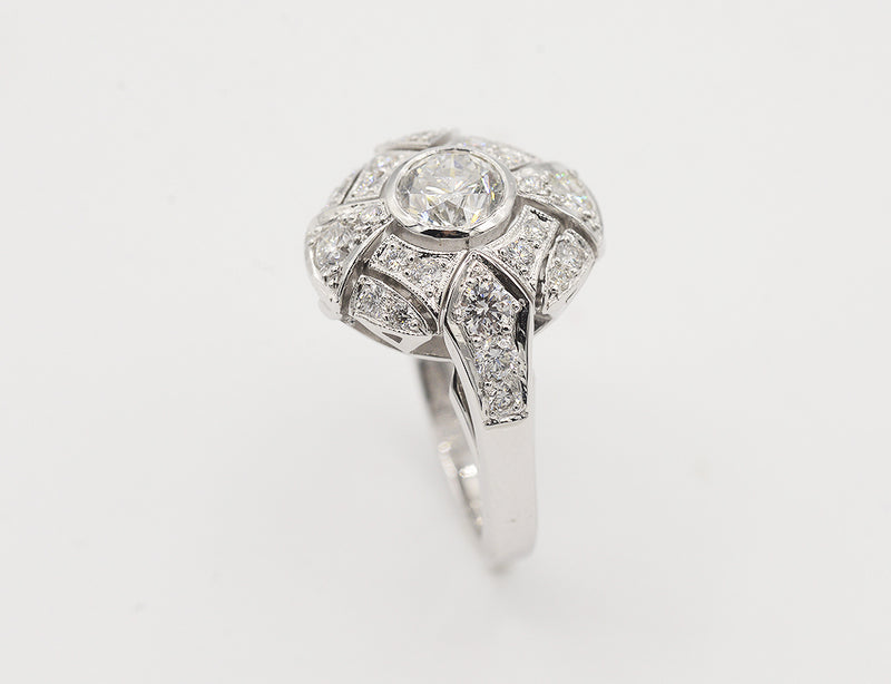 Bague Création Benoît Joaillier "Ovale Style Art Déco" Diamant 0,70 carat