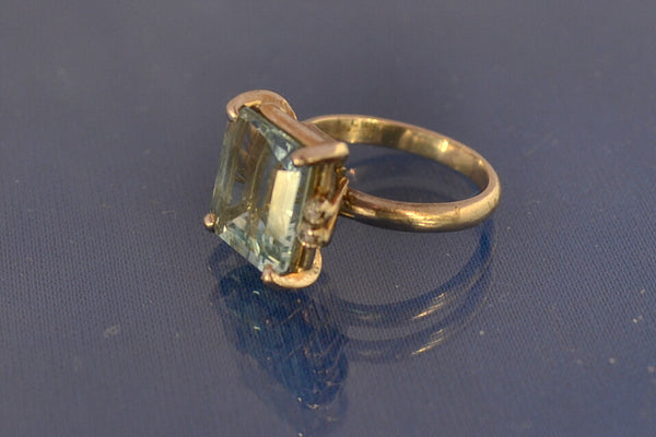 Bague Ancienne Argent 925 Avec Aigue-marine Ou Topaze - Taille 58 - 2 Poinçons - Occasion