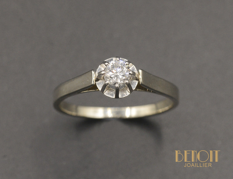 Solitaire Or et Platine Diamant ~0.23ct