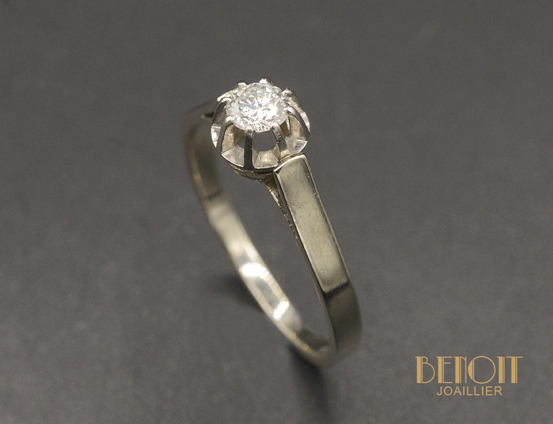 Solitaire Or et Platine Diamant ~0.23ct