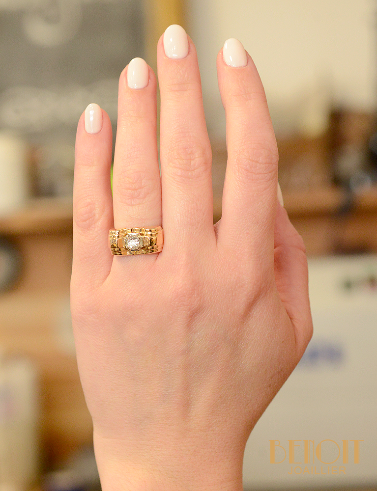 Bague 1935 Or Rose et Diamant