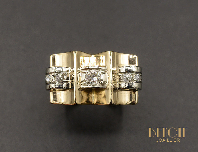 Bague Tank Or et Diamants