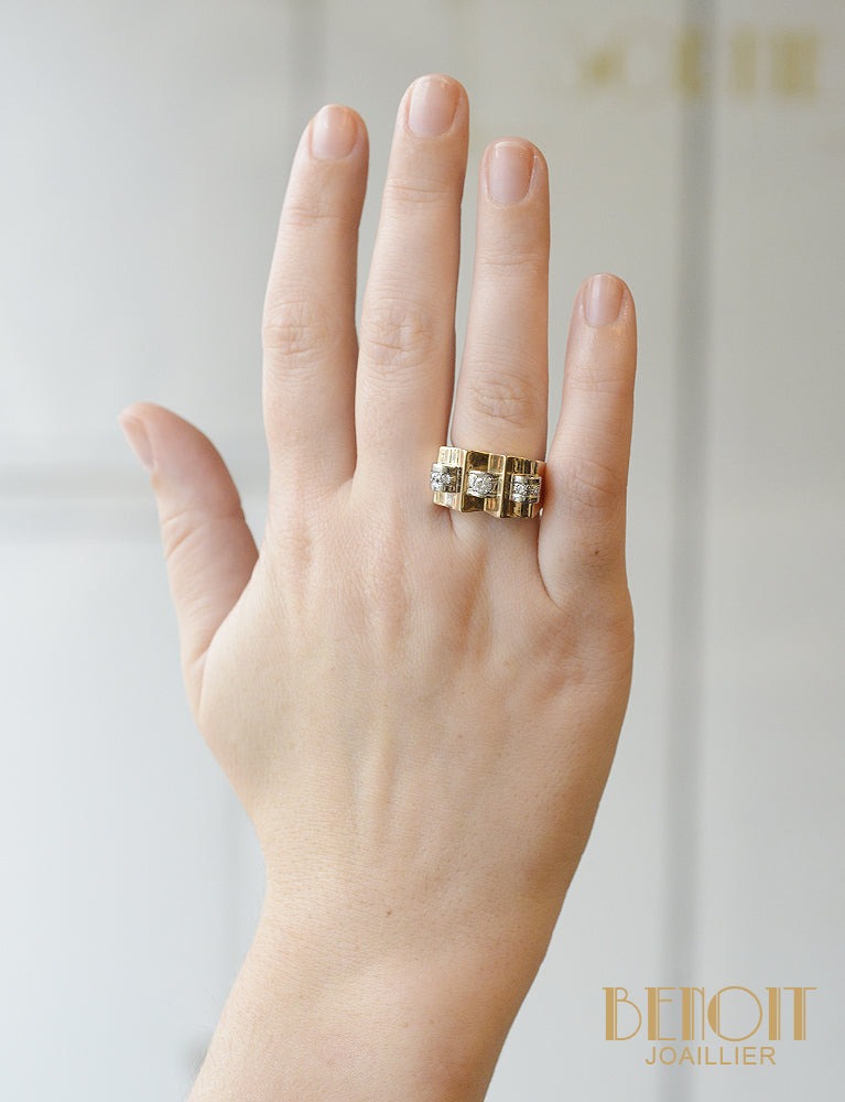 Bague Tank Or et Diamants