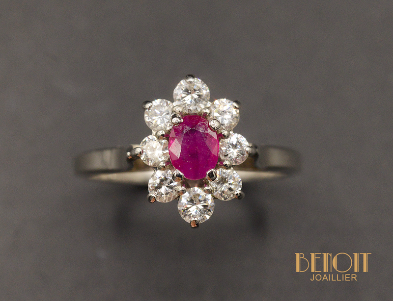 Bague Pompadour Rubis et Diamants