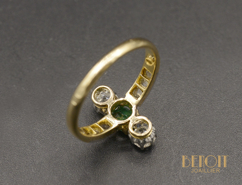Bague Trilogie Emeraude et Diamants