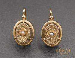 Boucles d'Oreilles Dormeuses en Or rose et Perles fines