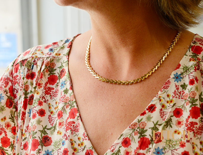 Collier Maille V en Or Jaune