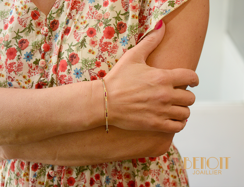 Bracelet Or Jaune Diamant et Rubis Verneuils