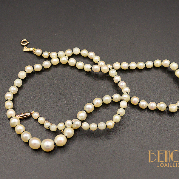 Collier Ancien Perles De Culture Naturel Long Sans Fermoir Bijou Antique Algérie