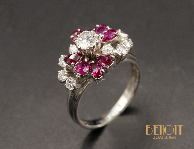 Bague Cocktail Rubis et Diamants