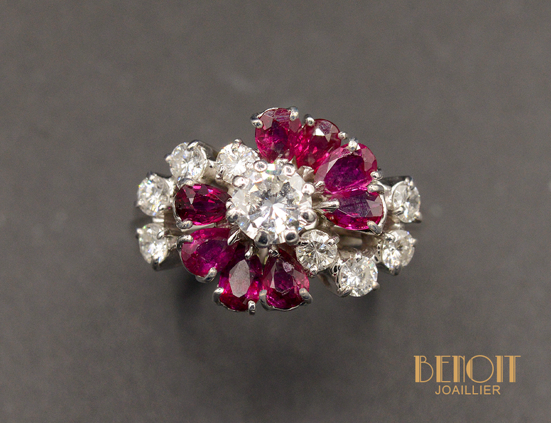 Bague Cocktail Rubis et Diamants