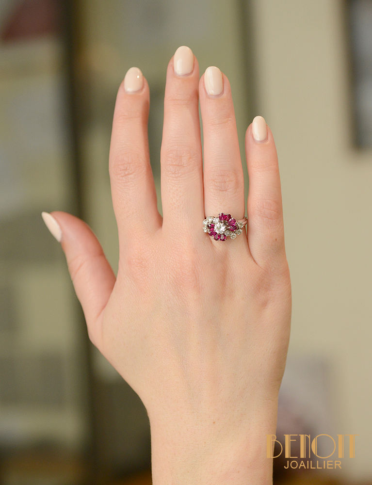 Bague Cocktail Rubis et Diamants