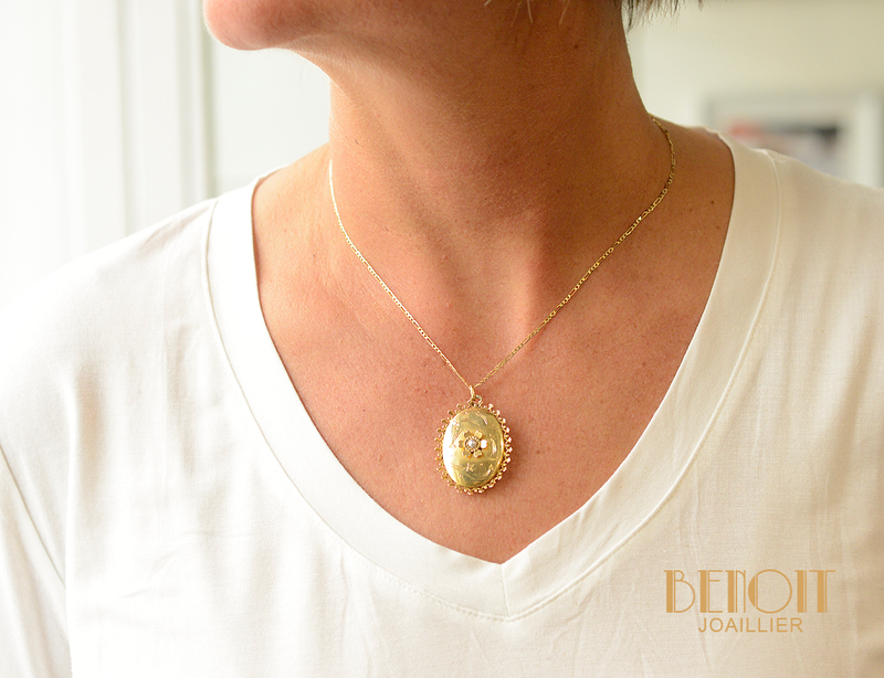 Pendentif Ouvrant Or Jaune et Perle Fine