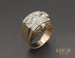 Bague Tank Ecailles Diamants et or rose