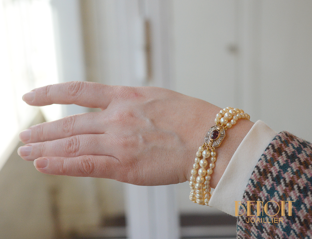Bracelets Or Perle de culture Semi-baroque Jaune 375/1000 18cm - 13450013514R00 • Histoire d'Or