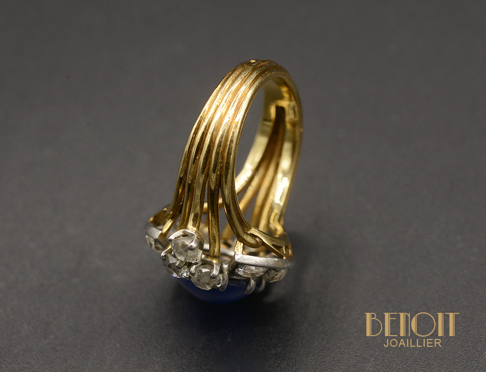 Bague Araignée En Argent Avec Cabochon Cristal - Signée JUHLS - Années 1950/1960 - Occasion