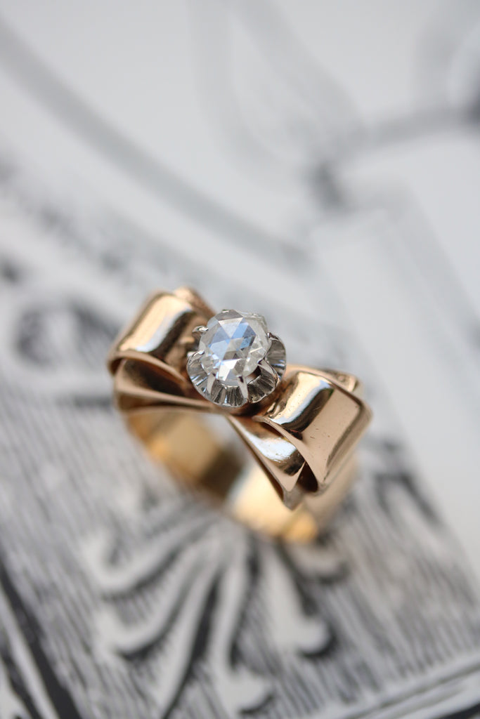 Bague Ruban Nœud Or jaune et Platine – Benoit Joaillier