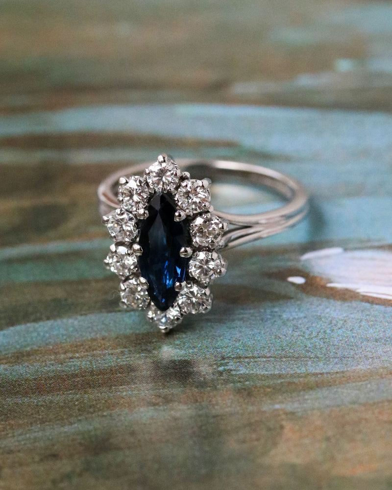 Bague Marquise Saphir Diamants