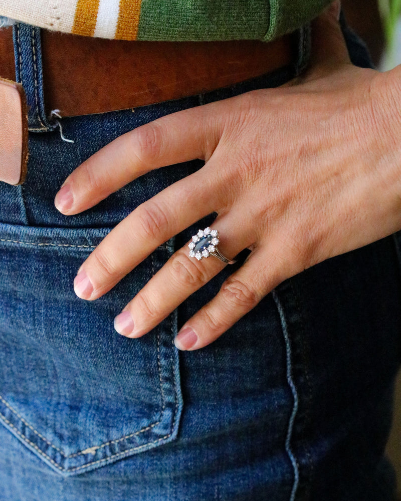 Bague Marquise Saphir Diamants