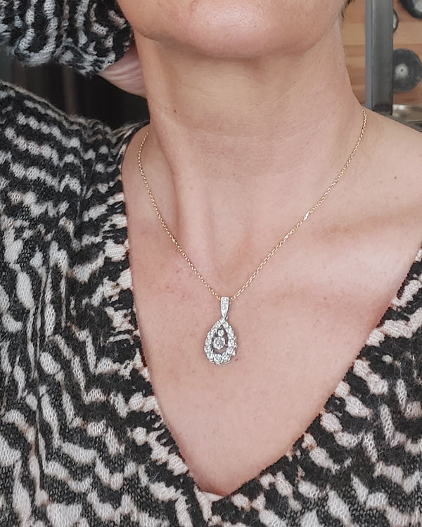 Pendentif Art Déco Or Blanc et Diamants