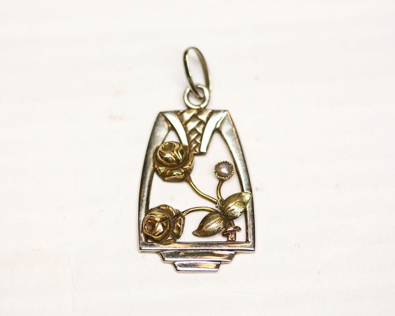 Pendentif Ancien Deux Ors et Perles