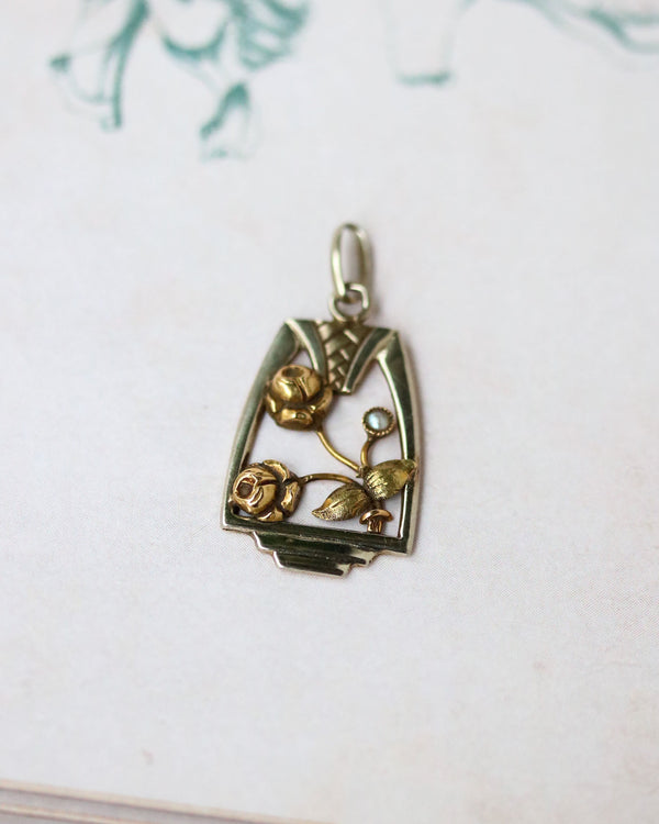 Pendentif Ancien Deux Ors et Perles