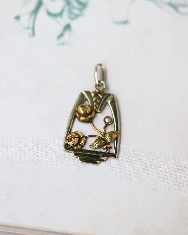 Pendentif Ancien Deux Ors et Perles