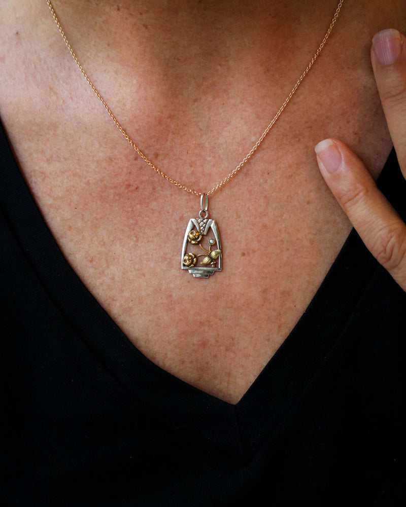 Pendentif Ancien Deux Ors et Perles