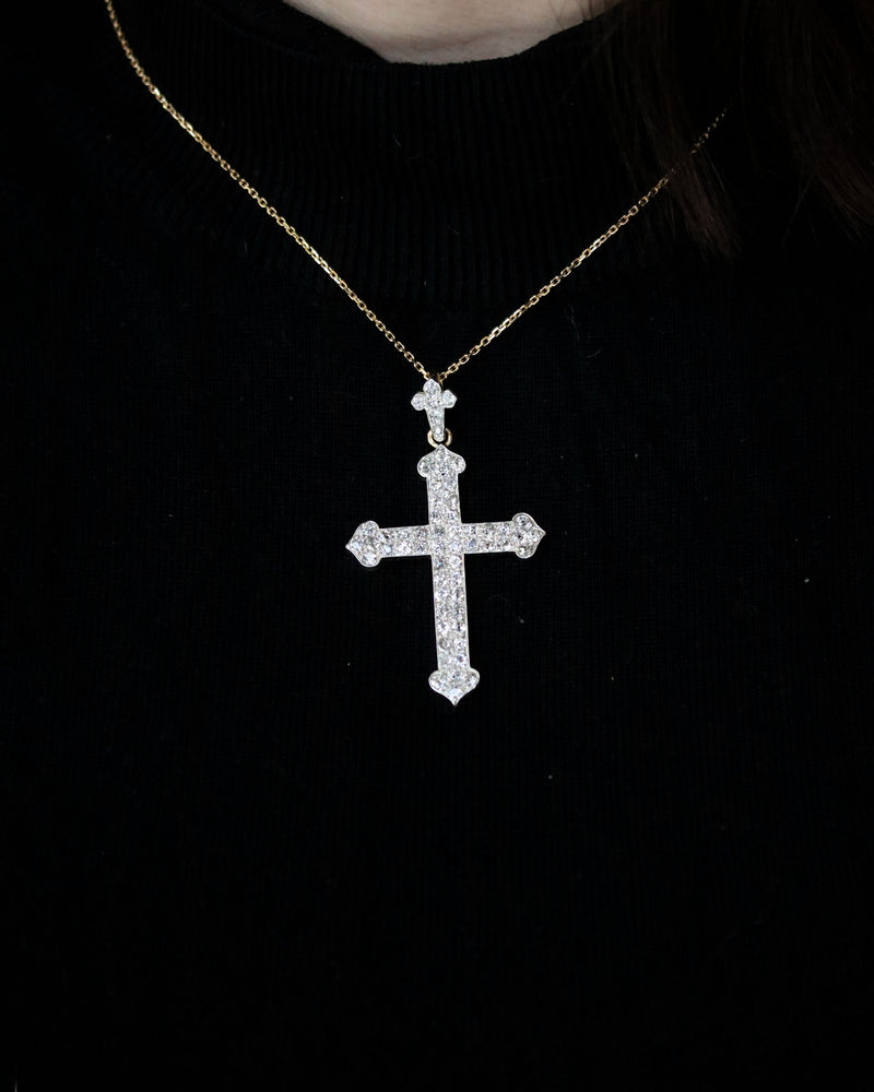 Croix Belle Epoque Or, Argent et Diamants