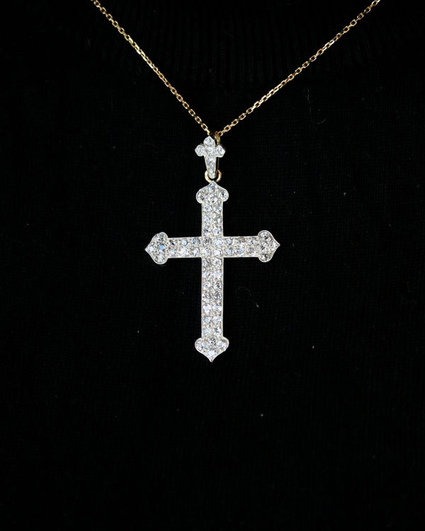 Croix Belle Epoque Or, Argent et Diamants