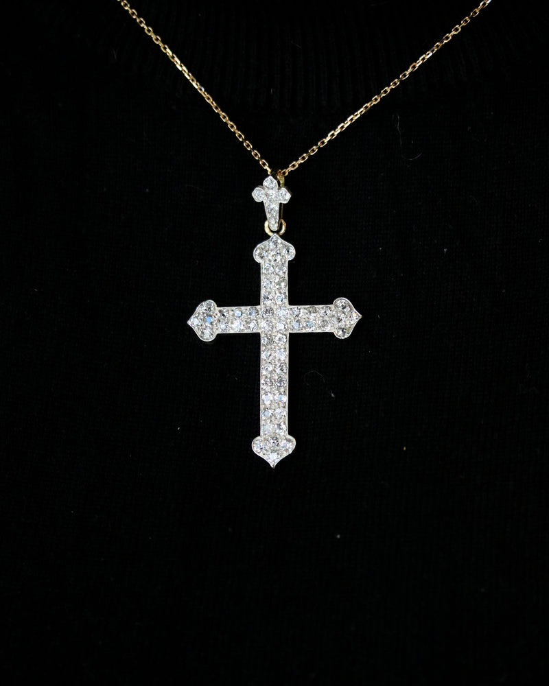 Croix Belle Epoque Or, Argent et Diamants