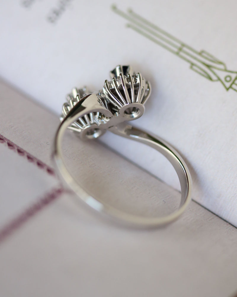 Bague Toi et Moi Or Blanc Saphir et Diamant