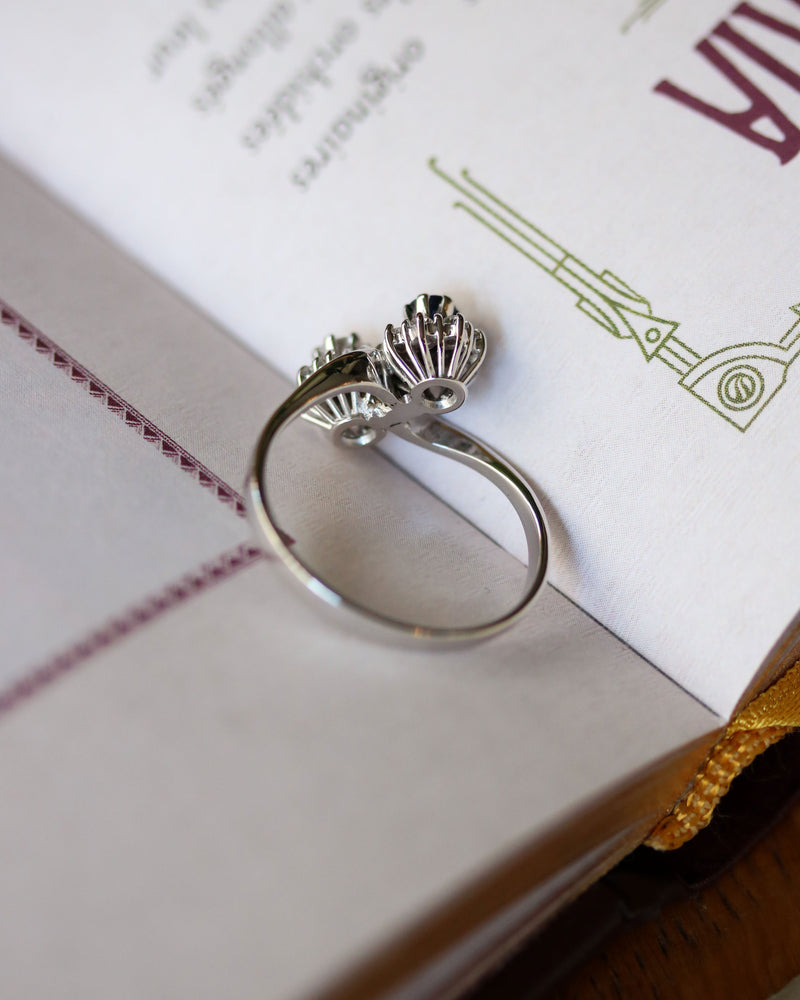 Bague Toi et Moi Or Blanc Saphir et Diamant