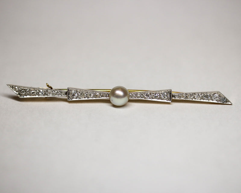 Broche Perle et Diamants