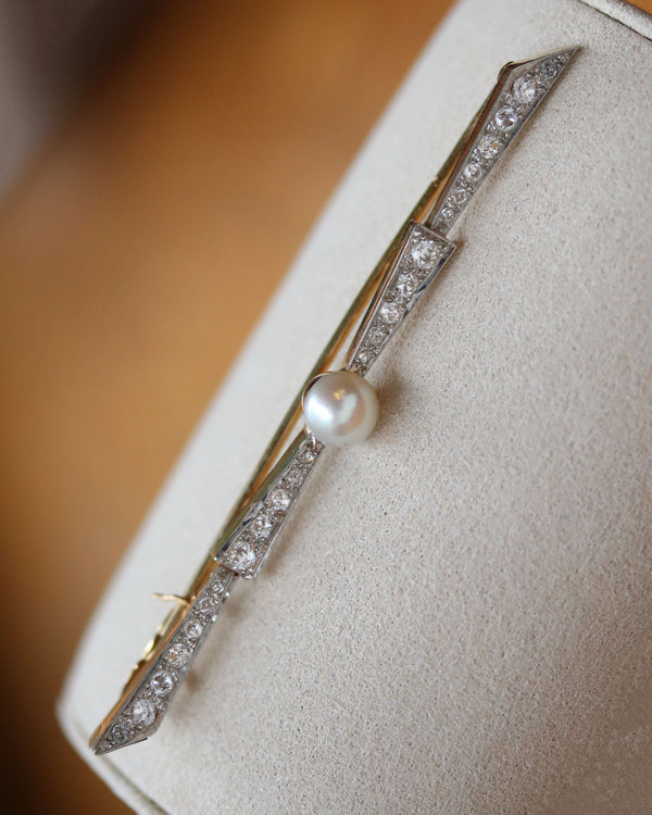 Broche Perle et Diamants