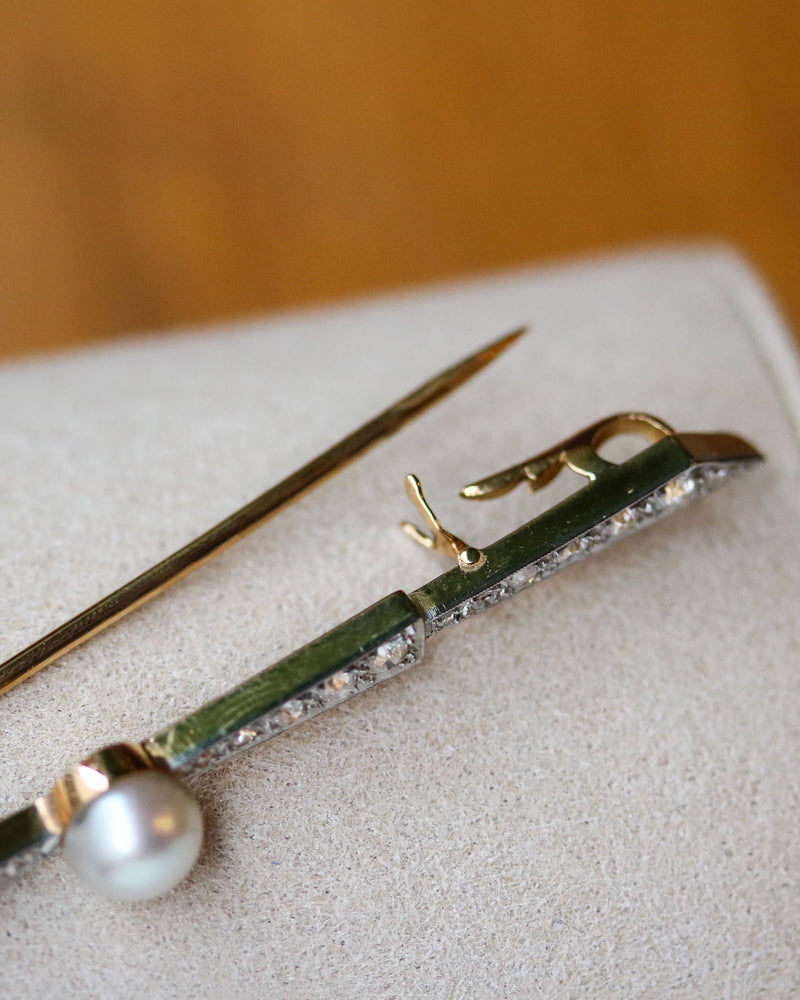 Broche Perle et Diamants