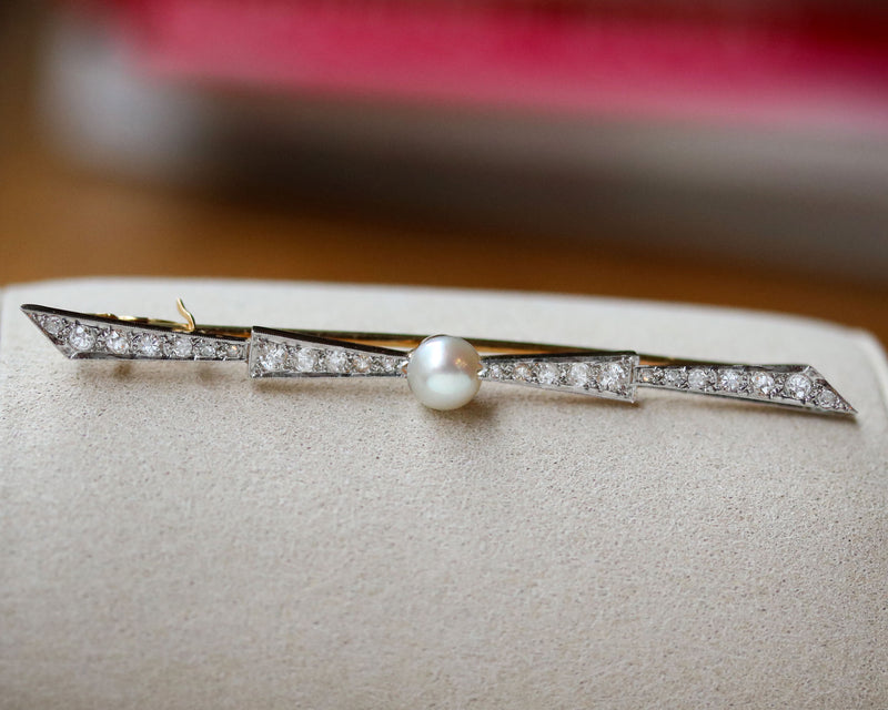 Broche Perle et Diamants