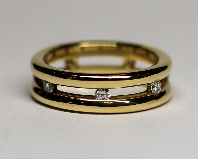 Alliance Double Anneaux Or Jaune Diamants