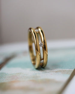 Alliance Double Anneaux Or Jaune Diamants