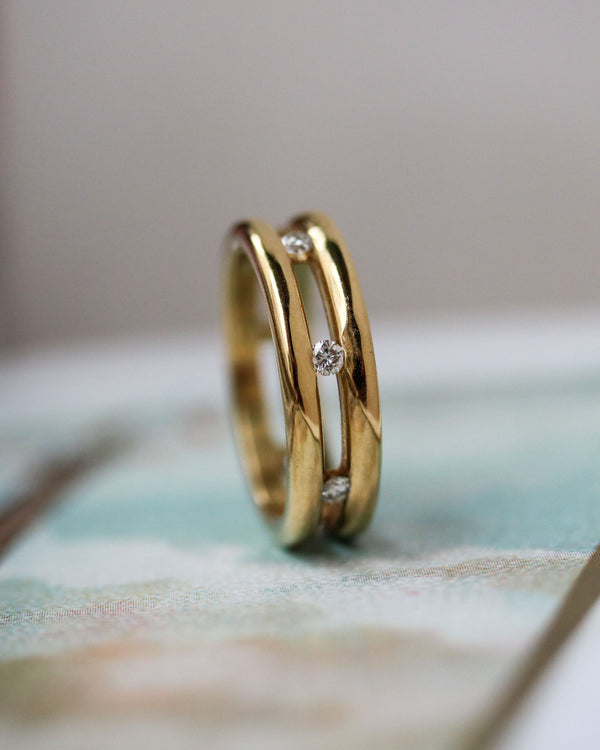 Alliance Double Anneaux Or Jaune Diamants