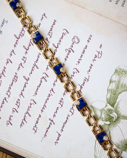 Bracelet Or jaune Diamants et Lapis Lazuli