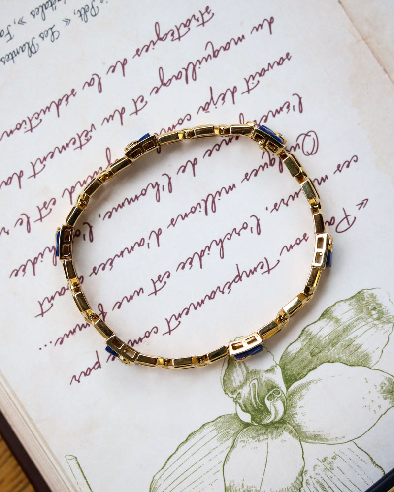 Bracelet Or jaune Diamants et Lapis Lazuli