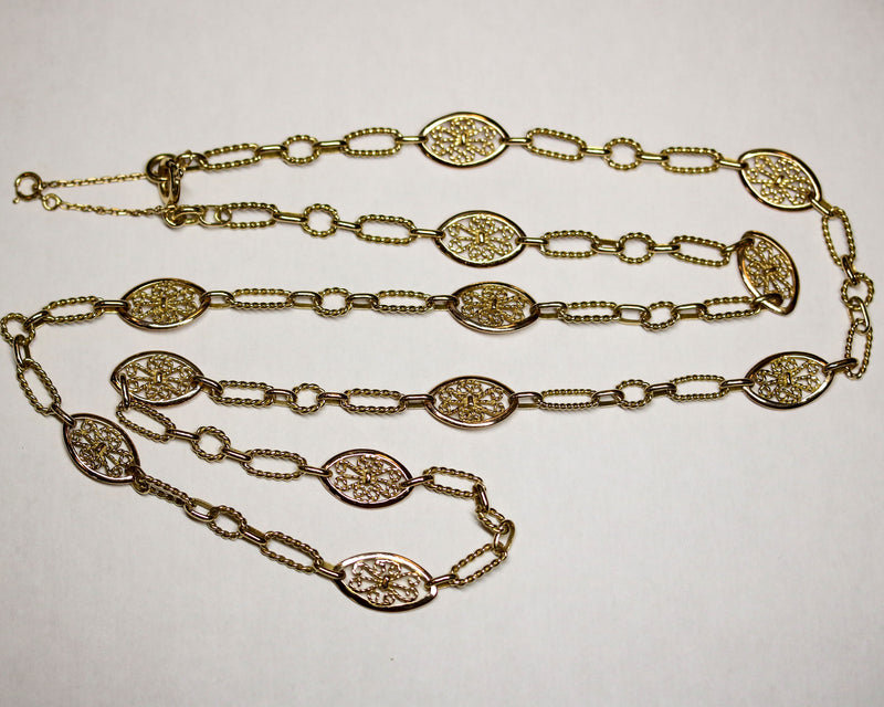 Sautoir Mailles Filigranes Or Jaune