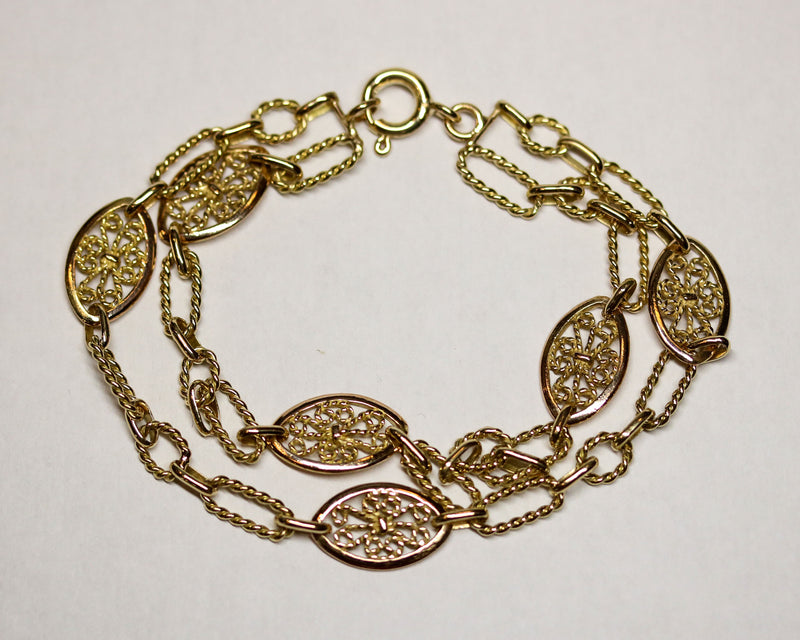 Bracelet Double Rangs Mailles Filigranes Or Jaune